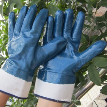 Fully Double Dipped Blue Nitrile Oil Industrial Safety Work Glove